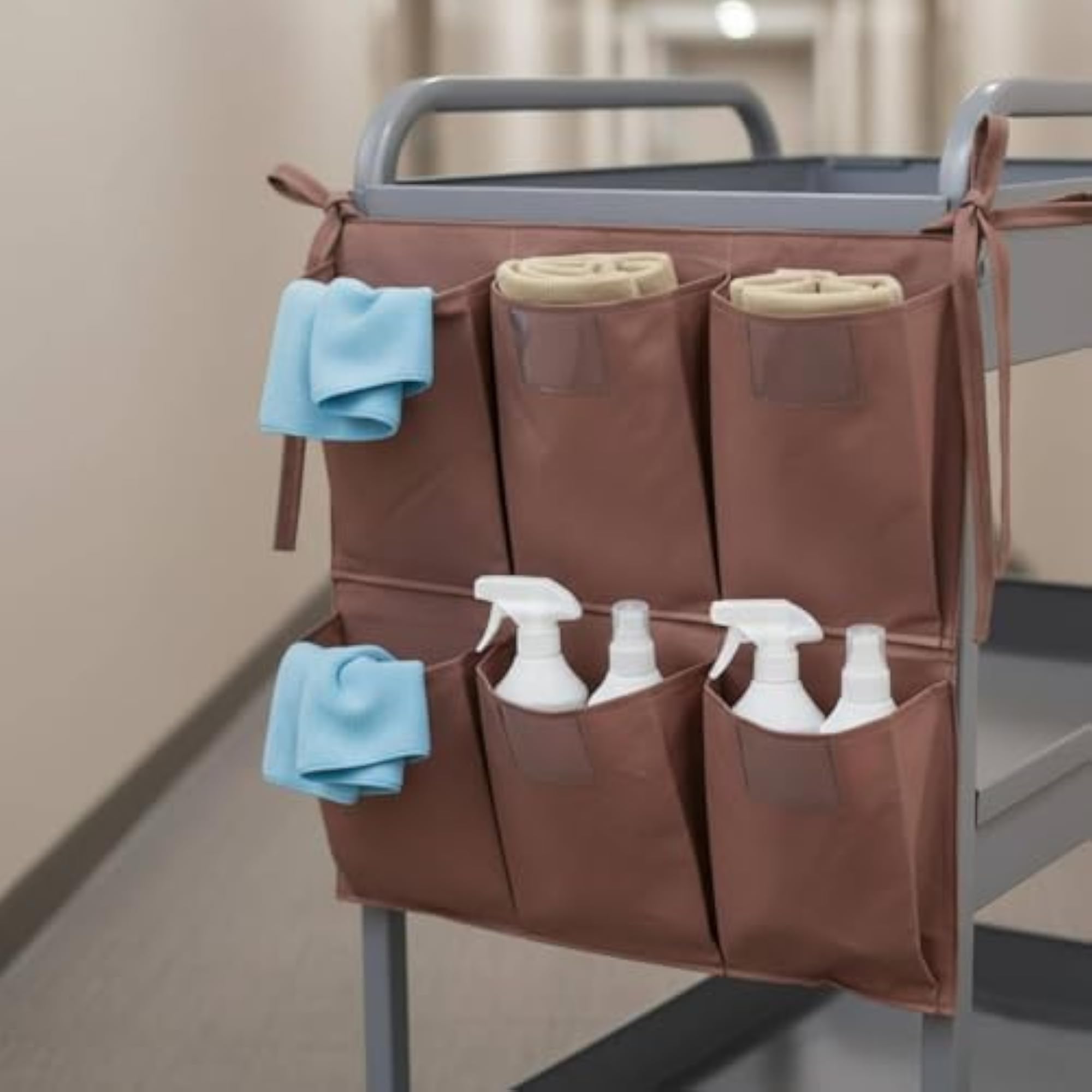 Pocket Textile Hanging Closet Organizer with Hooks for Clothes